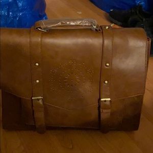 15.6” brown leather women’s Large laptop satchel